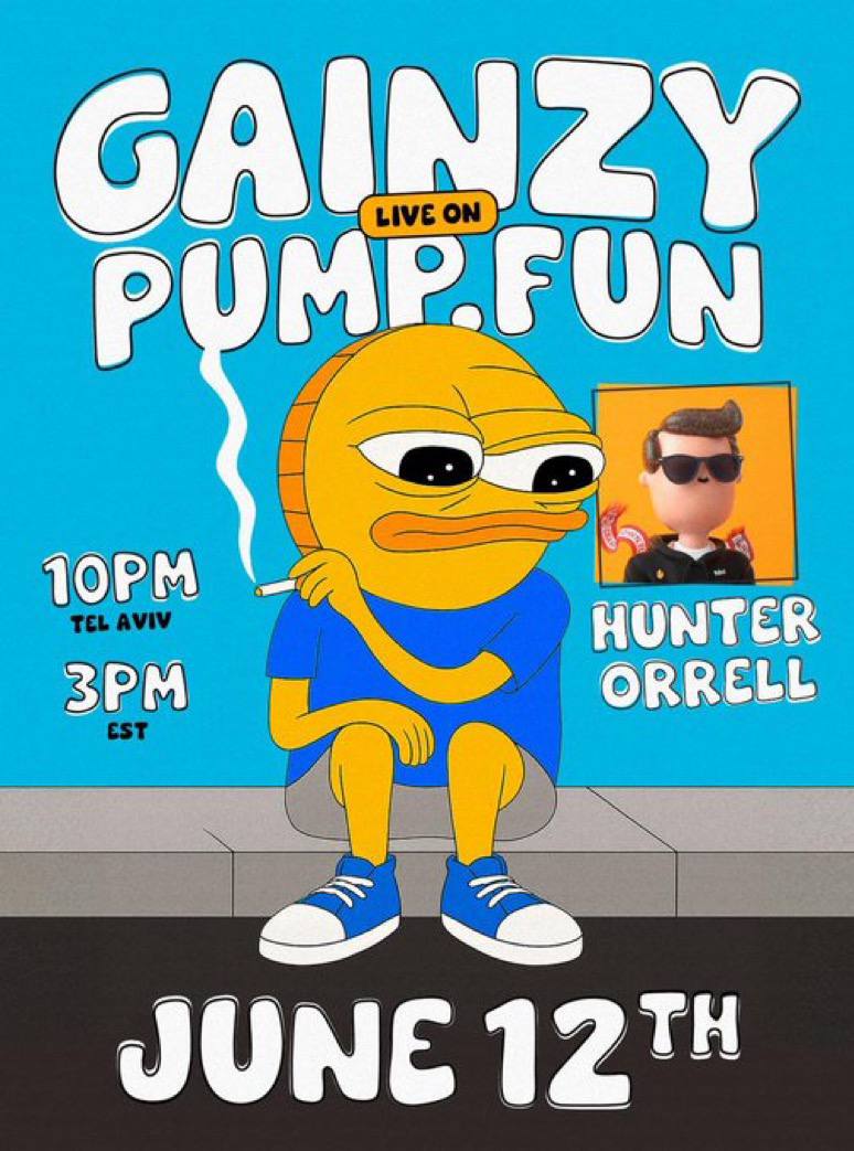 Gainzy Pump.fun Stream with Hunter Orrell - June 20th
