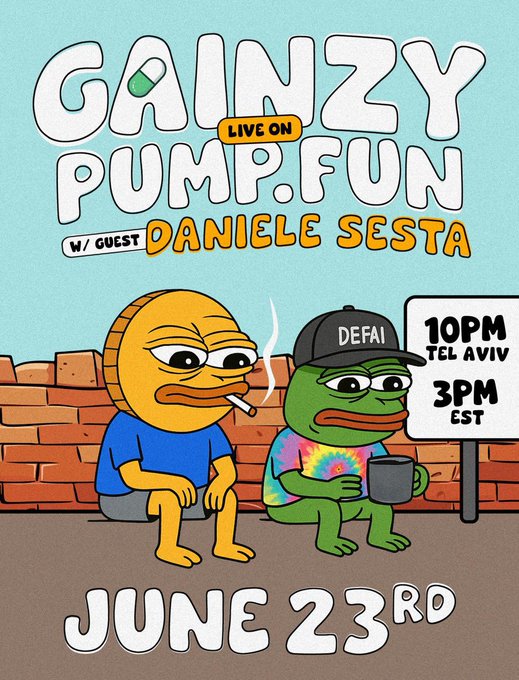 Gainzy Pump.fun Stream with Daniele Sesta - June 23rd