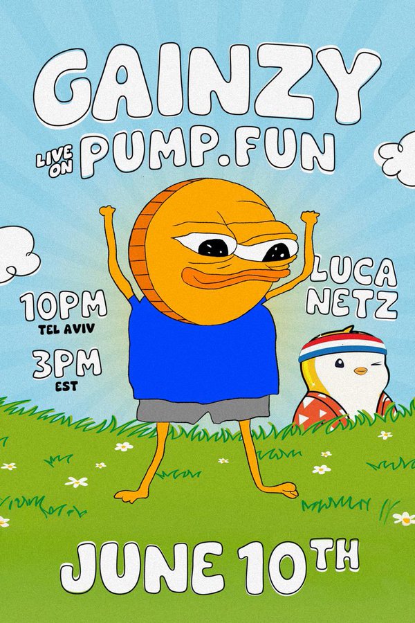 Gainzy Pump.fun Stream with Luca Netz - June 10th