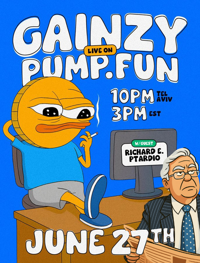 Gainzy Pump.fun Stream with Richard E. Ptardio - June 27th