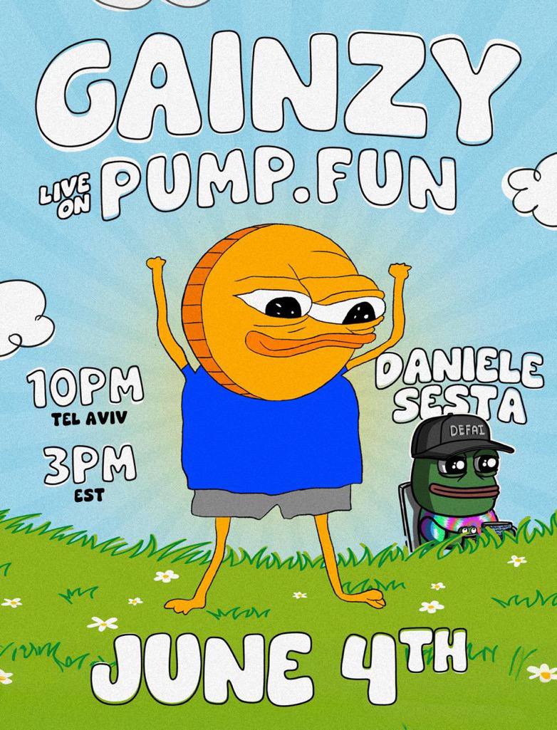 Gainzy Pump.fun Stream with Daniele Sesta - June 9th